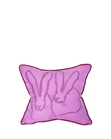 Hunt Slonem Hand-Embroidered Silk & Velvet Bunny Pillow, 20" | Thumbnail 1