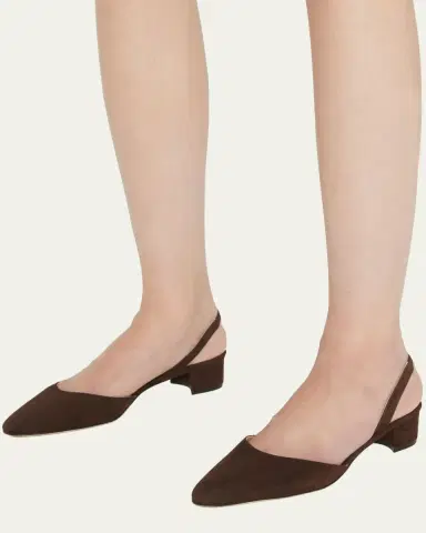 Manolo Blahnik Aspro Suede Slingback Ballerina Pumps | Thumbnail 2