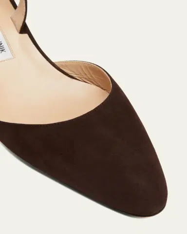 Manolo Blahnik Aspro Suede Slingback Ballerina Pumps | Thumbnail 5