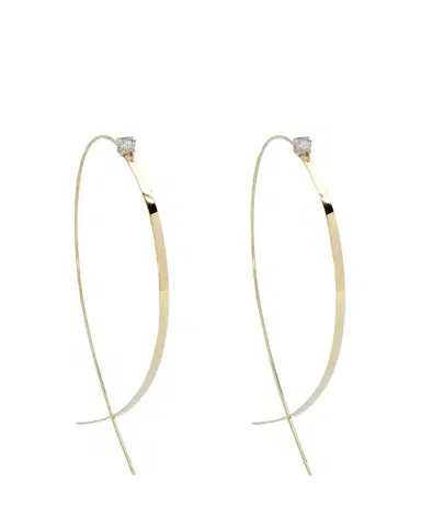 Lana 14K Gold Solo Large Flat Upside Down Hoop Earrings with Diamonds, 60mm | Thumbnail 1 Lana 14K Gold Solo Large Flat Upside Down Hoop Earrings with Diamonds, 60mm | Thumbnail 1