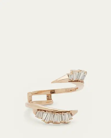 NAK ARMSTRONG Ruched Open Coil Ring Guard with White Diamonds and 20K | Thumbnail 3 NAK ARMSTRONG Ruched Open Coil Ring Guard with White Diamonds and 20K | Thumbnail 3
