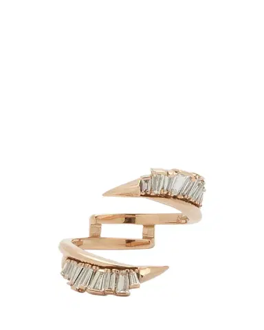 NAK ARMSTRONG Ruched Open Coil Ring Guard with White Diamonds and 20K | Thumbnail 1 NAK ARMSTRONG Ruched Open Coil Ring Guard with White Diamonds and 20K | Thumbnail 1
