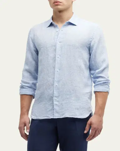 Orlebar Brown Men's Giles Linen Sport Shirt | Thumbnail 4 Orlebar Brown Men's Giles Linen Sport Shirt | Thumbnail 4