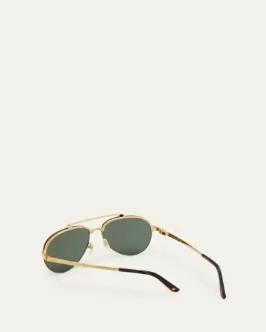 Cartier Men's Metal Double-Bridge Aviator Sunglasses | Thumbnail 4 Cartier Men's Metal Double-Bridge Aviator Sunglasses | Thumbnail 4