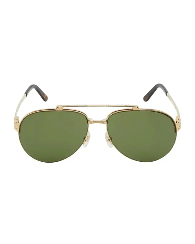 Cartier Men's Metal Double-Bridge Aviator Sunglasses
