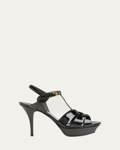 Saint Laurent Tribute Patent T-Strap Platform Sandals | Thumbnail 8 Saint Laurent Tribute Patent T-Strap Platform Sandals | Thumbnail 8