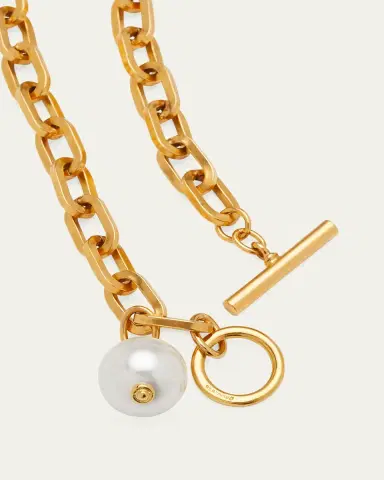 ben-amun Gold Chain Toggle Necklace with Pearly Drop | Thumbnail 4