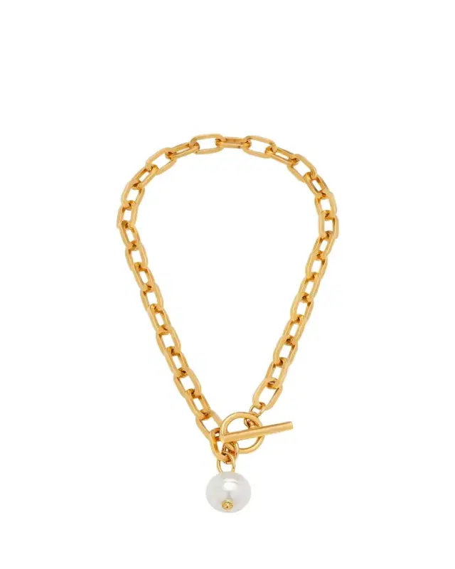 Ben-Amun Gold Chain Toggle Necklace with Pearly Drop