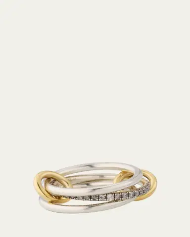 Spinelli Kilcollin Sonny SG Gris Thin 3-Linked Ring in Sterling Silver and Gray Pave Diamonds with Yellow Gold Connectors | Thumbnail 2 Spinelli Kilcollin Sonny SG Gris Thin 3-Linked Ring in Sterling Silver and Gray Pave Diamonds with Yellow Gold Connectors | Thumbnail 2