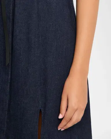 Altuzarra Kieran Denim Leather Belted Midi Dress | Thumbnail 9 Altuzarra Kieran Denim Leather Belted Midi Dress | Thumbnail 9