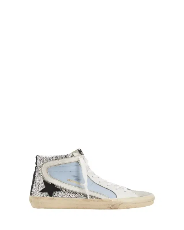 Slide Mid-Top Glitter Leather Sneakers