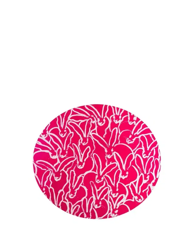 Hunt Slonem Rabbit Run Round Lacquer Placemat, Pink