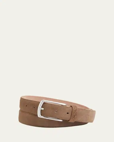Zegna Men's Triple Stitch Leather Belt | Thumbnail 4