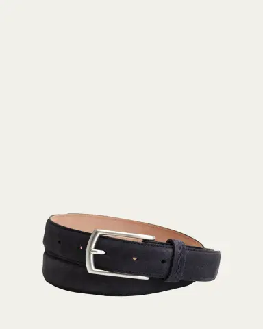Zegna Men's Triple Stitch Leather Belt | Thumbnail 6