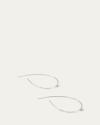 Lana 14K Gold Mini Wire Hooked On Hoop Earrings with Diamonds, 38mm | Thumbnail 3 Lana 14K Gold Mini Wire Hooked On Hoop Earrings with Diamonds, 38mm | Thumbnail 3