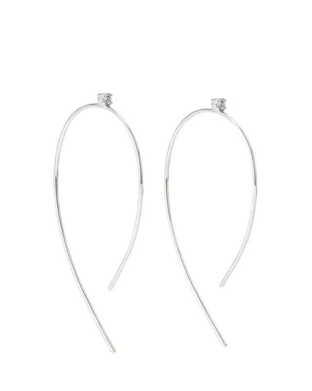 Lana 14K Gold Mini Wire Hooked On Hoop Earrings with Diamonds, 38mm