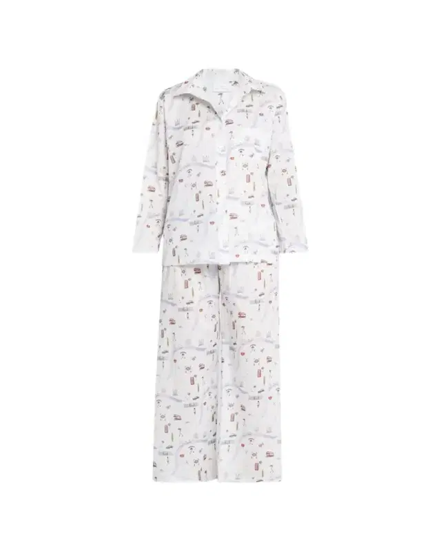 Map-Print Cotton Pajama Set