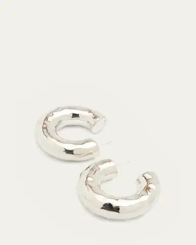 Ippolita Hammered Medium Hoop Earrings in Sterling Silver | Thumbnail 3 Ippolita Hammered Medium Hoop Earrings in Sterling Silver | Thumbnail 3