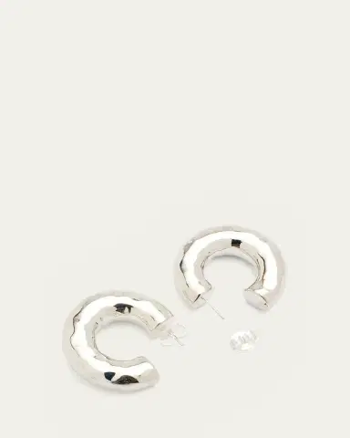 Ippolita Hammered Medium Hoop Earrings in Sterling Silver | Thumbnail 4 Ippolita Hammered Medium Hoop Earrings in Sterling Silver | Thumbnail 4