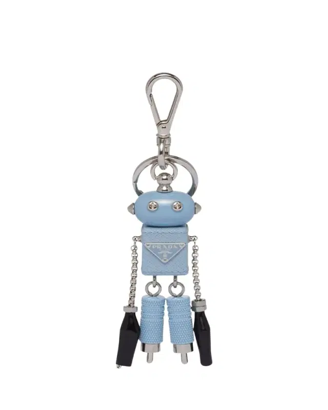 Prada Men's Saffiano Leather Edward Trick Robot Keychain