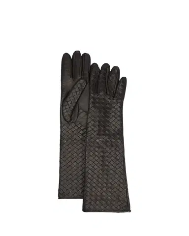 Bottega Veneta Woven Leather & Silk Gloves | Thumbnail 1 Bottega Veneta Woven Leather & Silk Gloves | Thumbnail 1