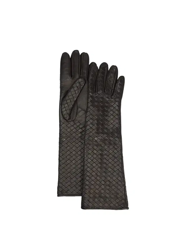 Bottega Veneta Woven Leather & Silk Gloves