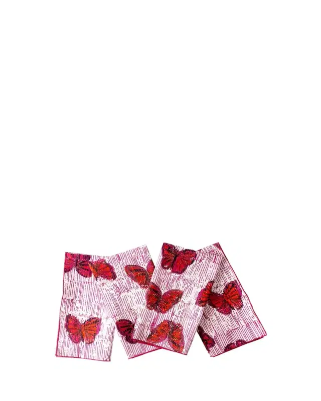 Hunt Slonem Pretty in Pink Cotton Dinner Napkin