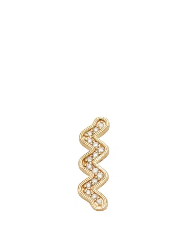 Sydney Evan Wavy Bar Ear Climber with Diamonds, Single