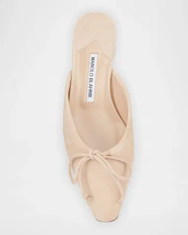 Manolo Blahnik Ballerimu Suede Bow Ballerina Flat Mules | Thumbnail 4