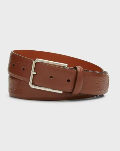 Santoni Men's Grained Leather Belt | Thumbnail 4