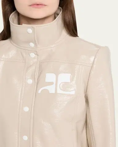 Courrèges Textured Vinyl Crop Jacket | Thumbnail 142 Courrèges Textured Vinyl Crop Jacket | Thumbnail 142
