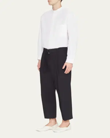 3.1 Phillip Lim Men's Cropped Wool-Blend Belted Trousers | Thumbnail 4 3.1 Phillip Lim Men's Cropped Wool-Blend Belted Trousers | Thumbnail 4