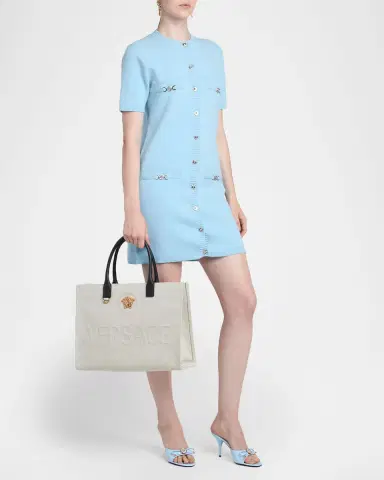 Versace La Medusa Logo Canvas Tote Bag | Thumbnail 4