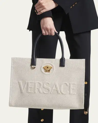 Versace La Medusa Logo Canvas Tote Bag | Thumbnail 7