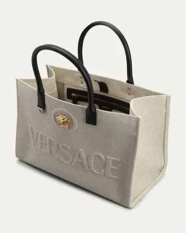 Versace La Medusa Logo Canvas Tote Bag | Thumbnail 9