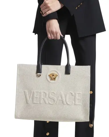 Versace La Medusa Logo Canvas Tote Bag | Thumbnail 1