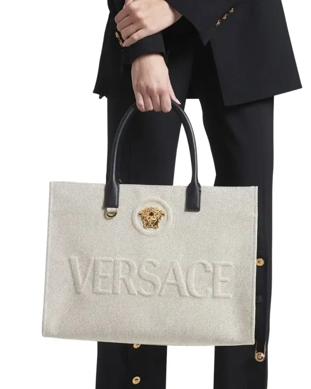 Versace La Medusa Logo Canvas Tote Bag