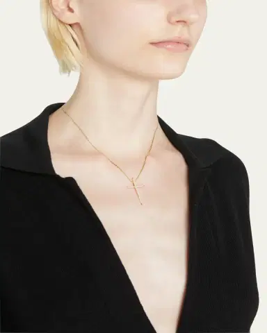 Lana 14K Gold Flawless Skinny Pointed Cross Pendant Necklace | Thumbnail 6