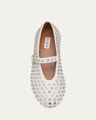 Alaïa Leather Mary Jane Flats With Allover Studs | Thumbnail 5