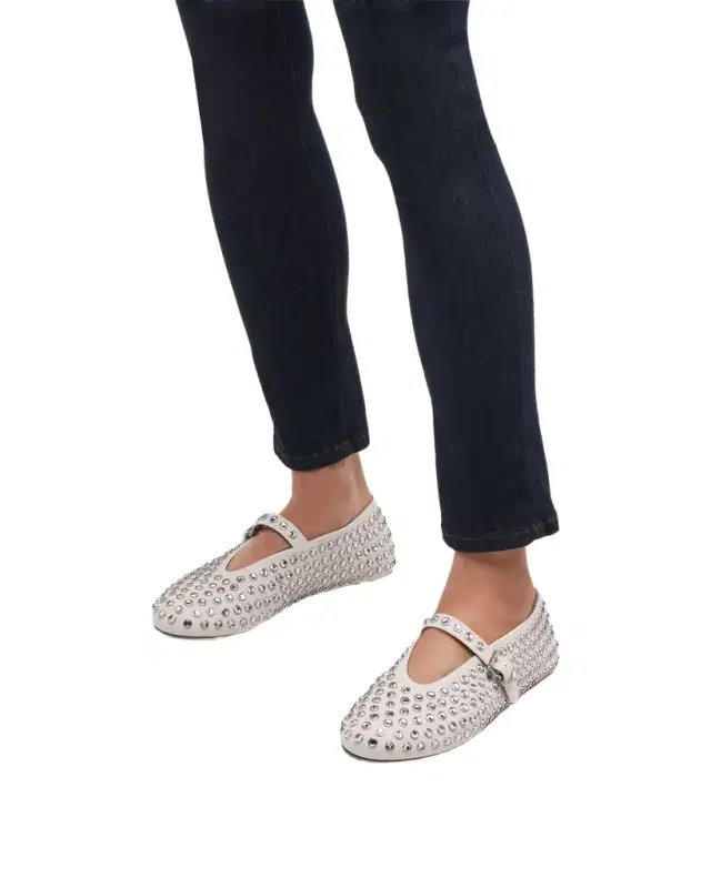 ALAÏA Leather Mary Jane Flats With Allover Studs
