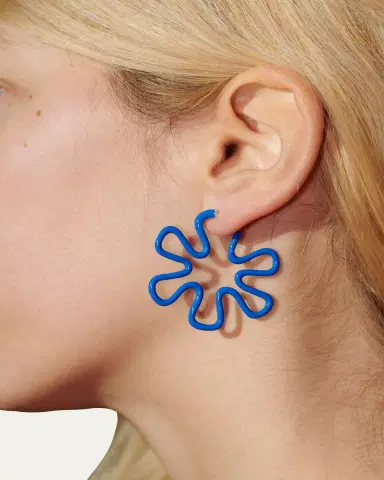 Bea Bongiasca Blue Enamel Flower Hoop Earrings | Thumbnail 2