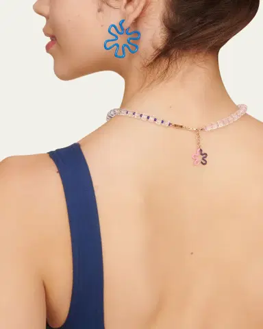 Bea Bongiasca Blue Enamel Flower Hoop Earrings | Thumbnail 3