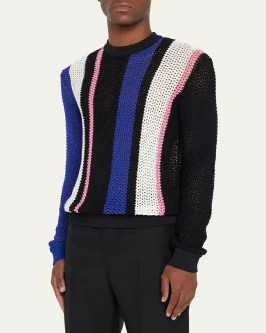 3.1 Phillip Lim Men's Block Stripe Pointelle Sweater | Thumbnail 4 3.1 Phillip Lim Men's Block Stripe Pointelle Sweater | Thumbnail 4
