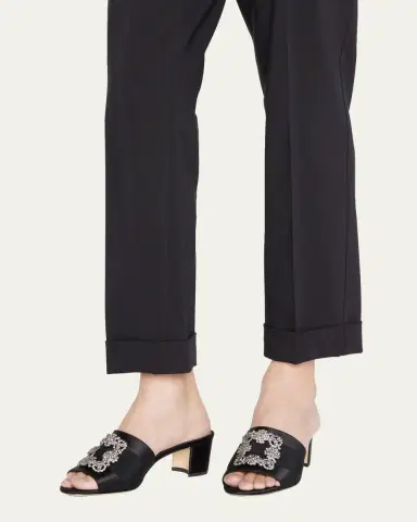 Manolo Blahnik Marta Crystal Buckle Silk Sandals | Thumbnail 2