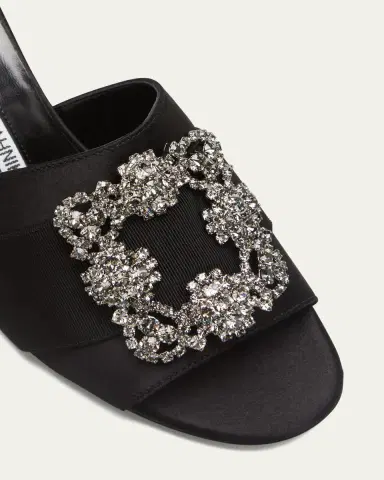 Manolo Blahnik Marta Crystal Buckle Silk Sandals | Thumbnail 5