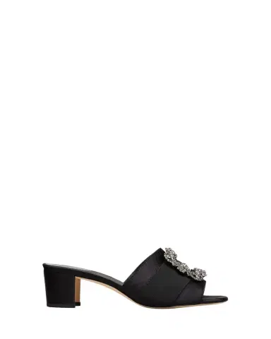 Manolo Blahnik Marta Crystal Buckle Silk Sandals | Thumbnail 1
