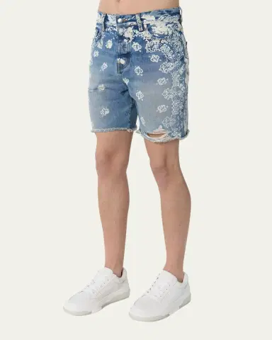 AMIRI Men's Bleach Bandana Denim Shorts | Thumbnail 4 AMIRI Men's Bleach Bandana Denim Shorts | Thumbnail 4
