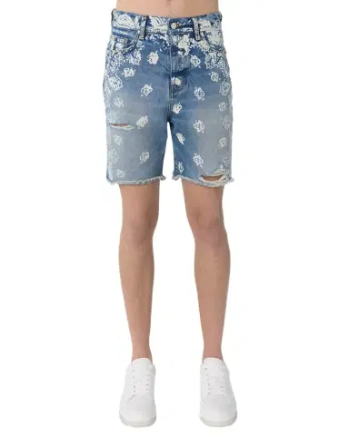 AMIRI Men's Bleach Bandana Denim Shorts | Thumbnail 1 AMIRI Men's Bleach Bandana Denim Shorts | Thumbnail 1