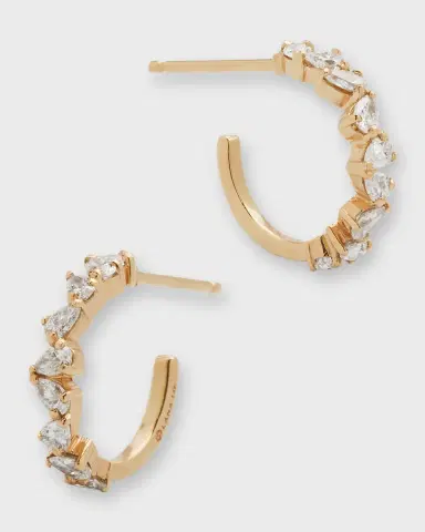 Lana 14K Gold Zig Zag Pear Diamond Huggie Earrings | Thumbnail 2