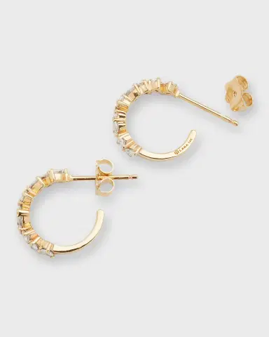 Lana 14K Gold Zig Zag Pear Diamond Huggie Earrings | Thumbnail 3